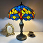 Traditional Tiffany Lines Flower Pattern Resin Glass 2-Light Table Lamp For Bedroom
