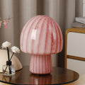 Contemporary Creative Mushroom-Shaped Cylindrical Glass 1-Light Table Lamp For Bedroom