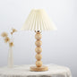 Traditional Vintage Pleated Gourd Shaped Oak Fabric 1-Light Table Lamp For Bedroom