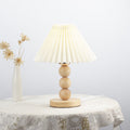 Traditional Vintage Pleated Gourd Shaped Oak Fabric 1-Light Table Lamp For Bedroom