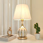 Traditional Vintage Pleated Spherical Ceramic Fabric Metal 1-Light Table Lamp For Bedroom