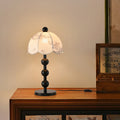 Modern Mid-century Leaves Print Umbrella Oak Fabric 1 - Light Table Lamp For Living Room