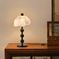 Modern Mid-century Leaves Print Umbrella Oak Fabric 1 - Light Table Lamp For Living Room