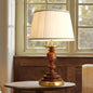 Traditional French Umbrella Shape Fabric Lampshade Solid Wood Base Hardware 1 - Light Table Lamp For Living Room
