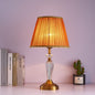 Traditional European Fabric Lampshade Crystal Copper Base 1 - Light Table Lamp For Living Room