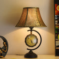 Traditional European Clock Pattern Fabric Lampshade Iron Base 1 - Light Table Lamp For Living Room