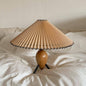 Contemporary Retro Umbrella Fabric Lampshade Wood Base 1 - Light Table Lamp For Living Room