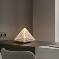 Modern Art Deco Pyramid Acrylic Aluminum Lampshade Stainless Steel Base LED Table Lamp For Living Room