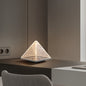 Modern Art Deco Pyramid Acrylic Aluminum Lampshade Stainless Steel Base LED Table Lamp For Living Room
