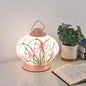 Traditional Chinese Round Ball Painting Portable Imitation Silk Lampshade Hardware 1 - Light Table Lamp For Living Room