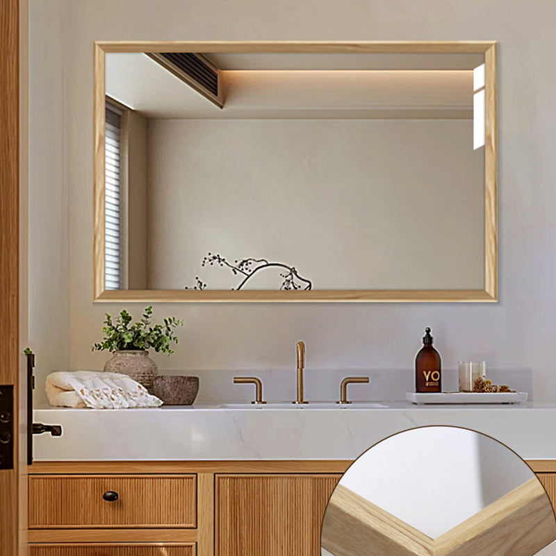 Pine Wood Waterproof Bathroom Wall Mirror