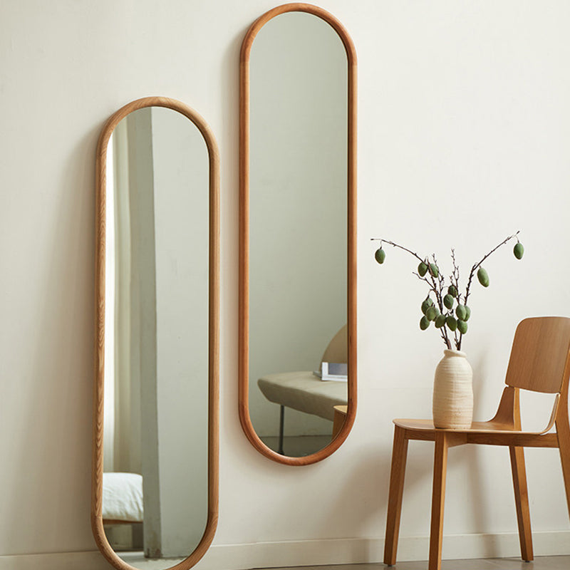 Nordic Oval Wood Wall & Floor Mirror