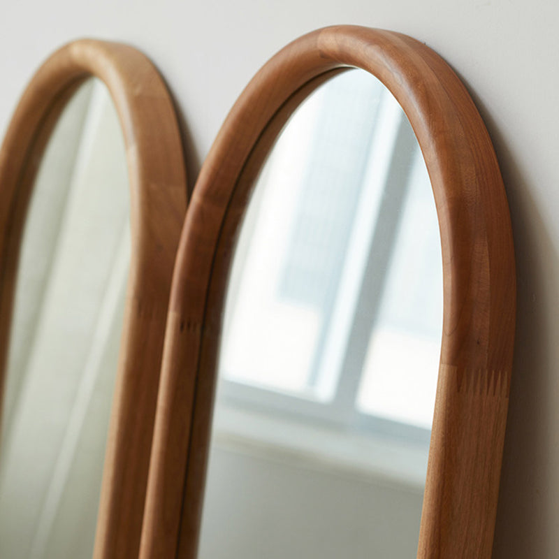 Nordic Oval Wood Wall & Floor Mirror