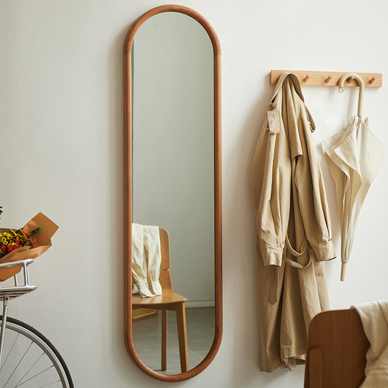Nordic Oval Wood Wall & Floor Mirror