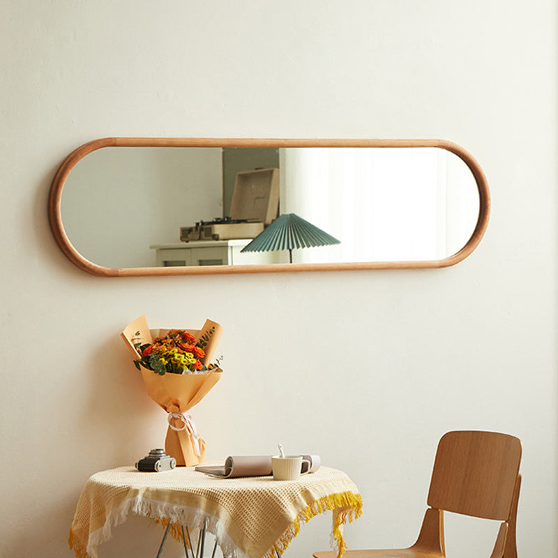 Nordic Oval Wood Wall & Floor Mirror