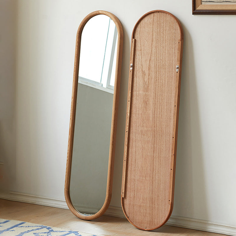 Nordic Oval Wood Wall & Floor Mirror