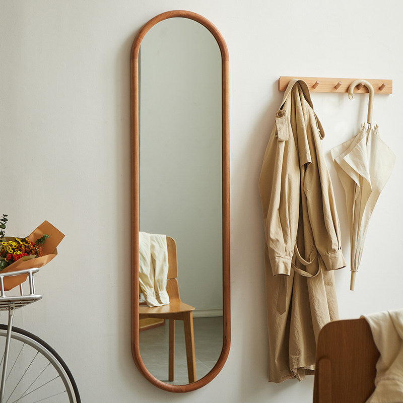 Nordic Oval Wood Wall & Floor Mirror