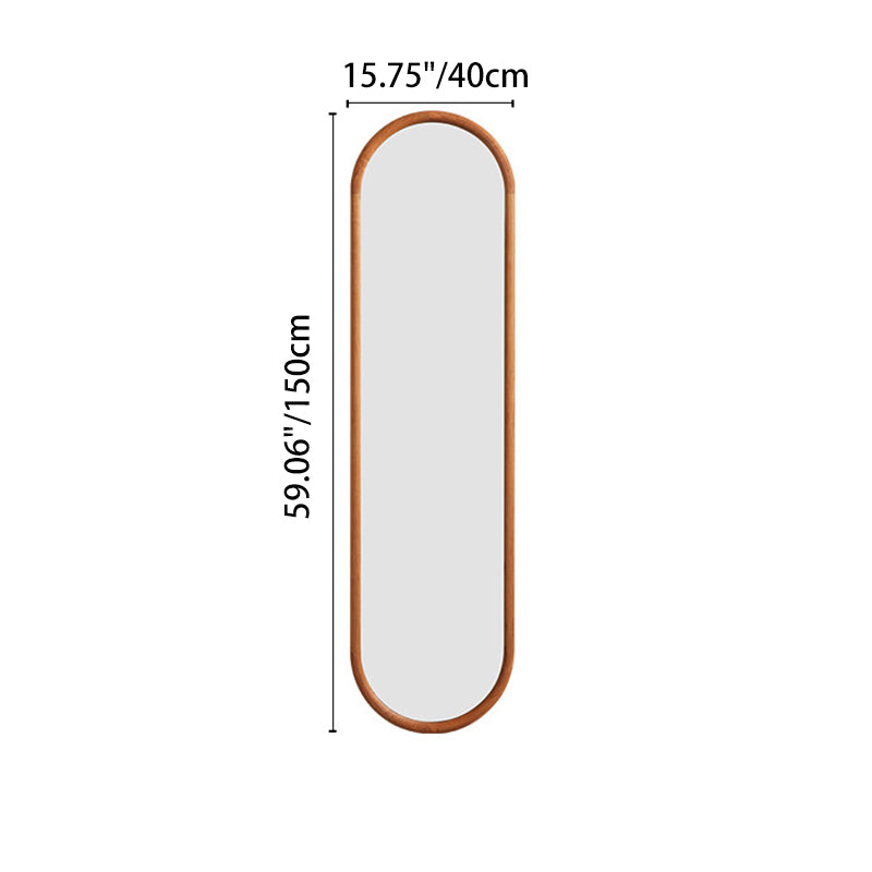 Nordic Oval Wood Wall & Floor Mirror