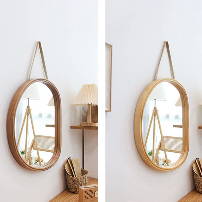 Oval Wood Wall & Vanity Mirror