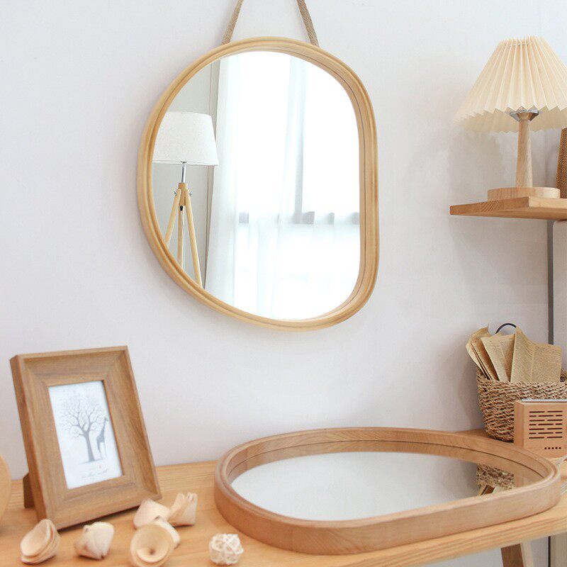 Oval Wood Wall & Vanity Mirror