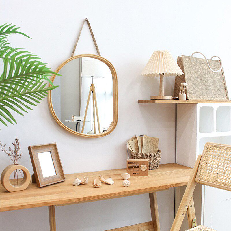 Oval Wood Wall & Vanity Mirror