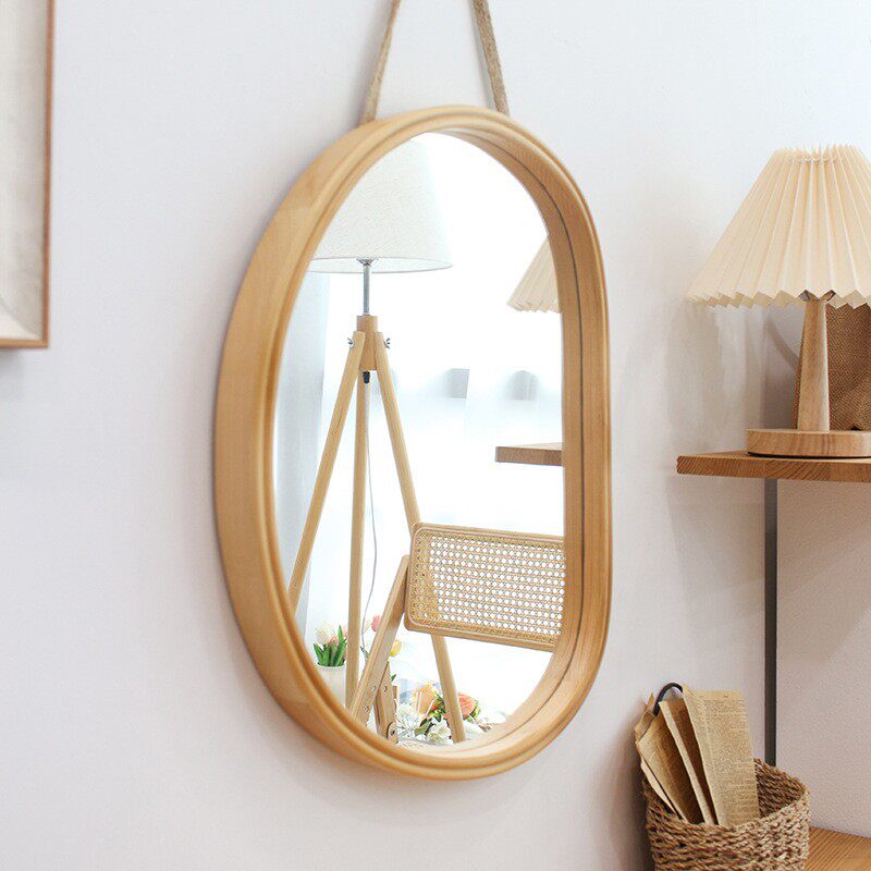 Oval Wood Wall & Vanity Mirror
