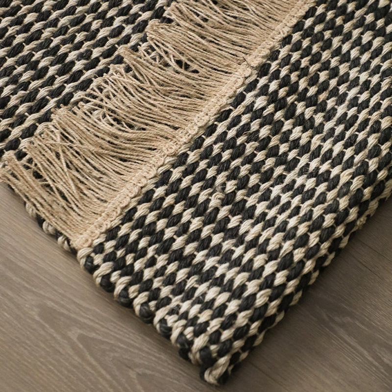 Boho Chunky Jute Rug, Reversible Fringe