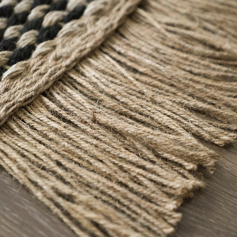 Boho Chunky Jute Rug, Reversible Fringe