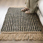 Boho Chunky Jute Rug, Reversible Fringe