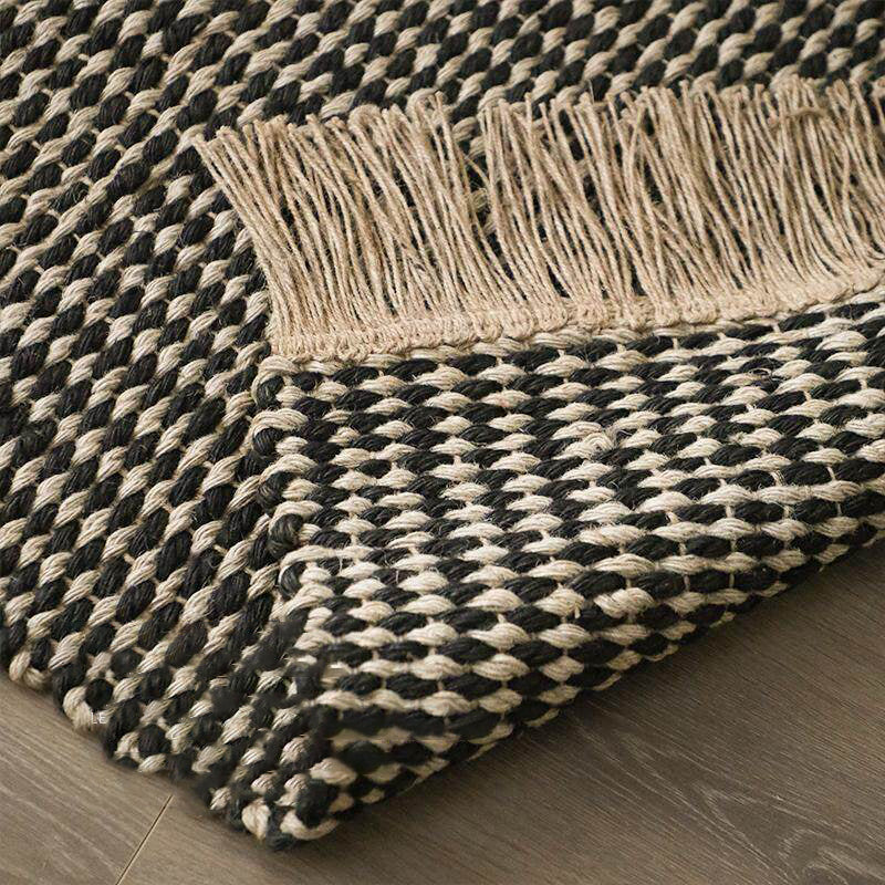 Boho Chunky Jute Rug, Reversible Fringe