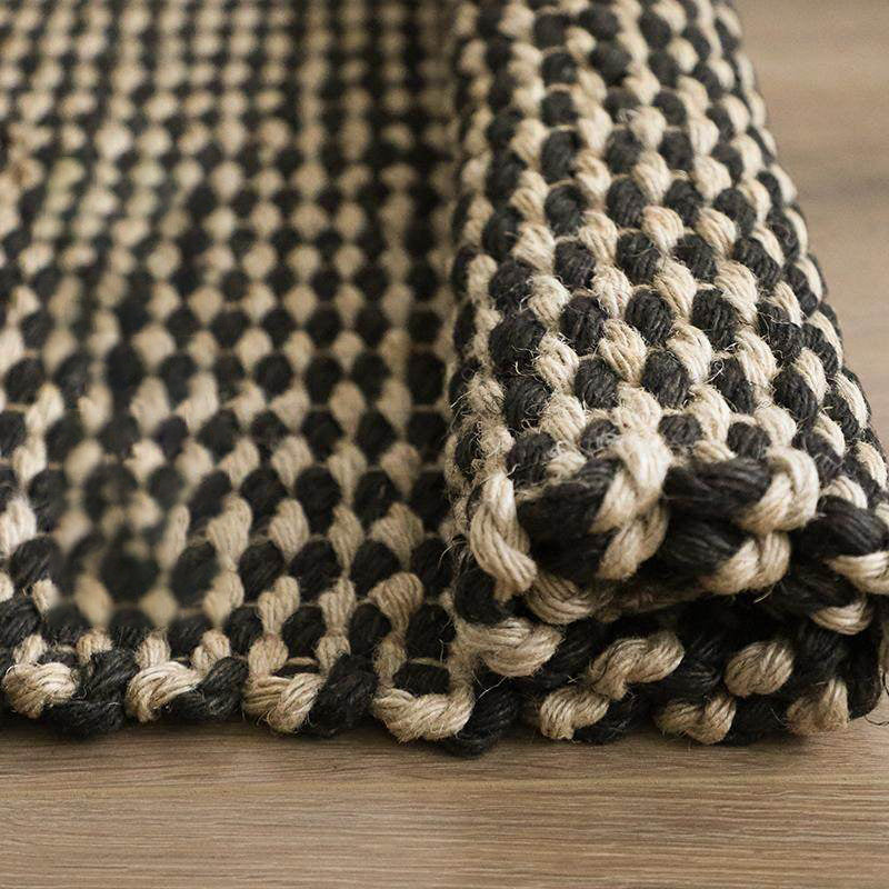 Boho Chunky Jute Rug, Reversible Fringe