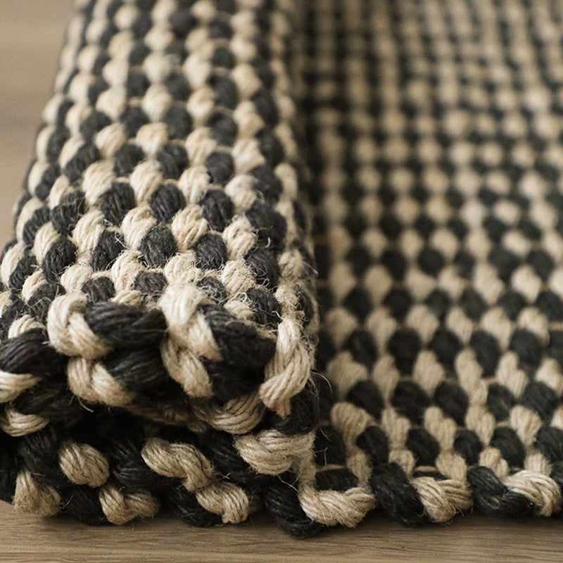 Boho Chunky Jute Rug, Reversible Fringe