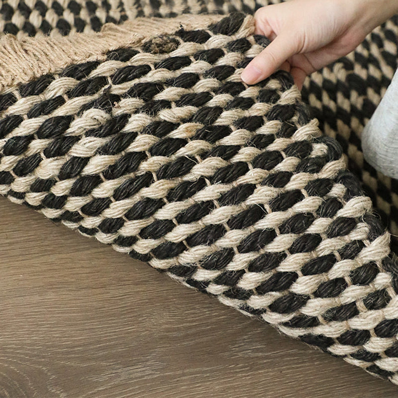 Boho Chunky Jute Rug, Reversible Fringe