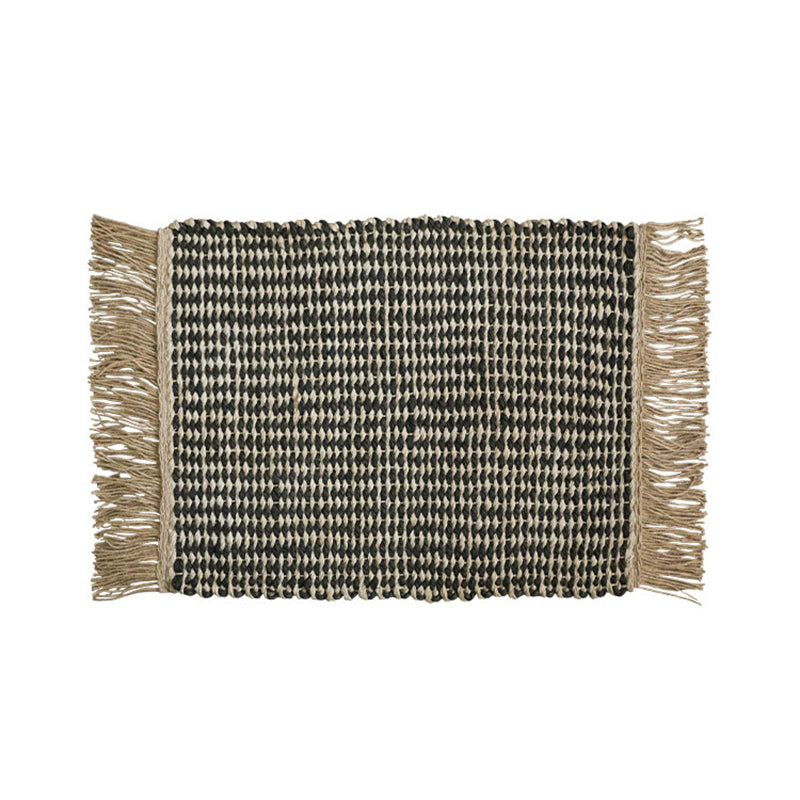 Boho Chunky Jute Rug, Reversible Fringe