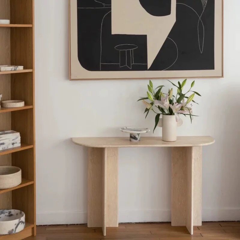 Travertine Console Table