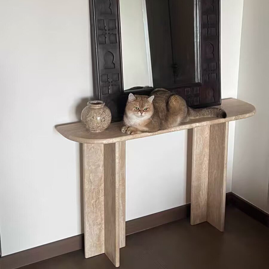 Travertine Console Table