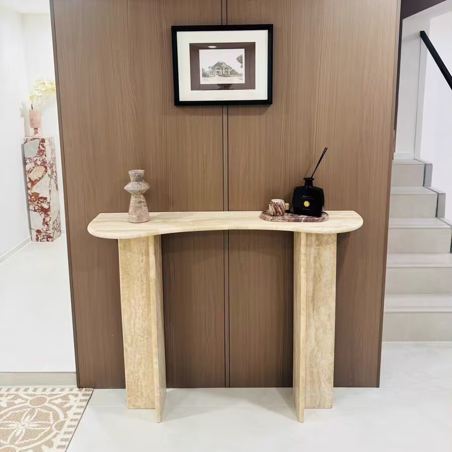 Travertine Console Table