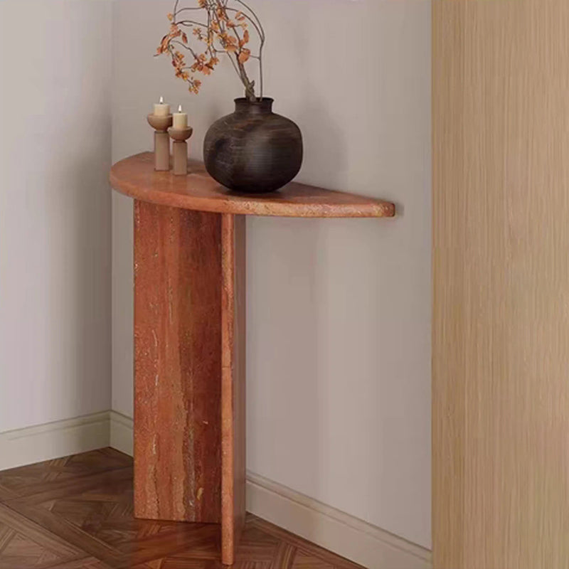 Travertine Half Moon Console