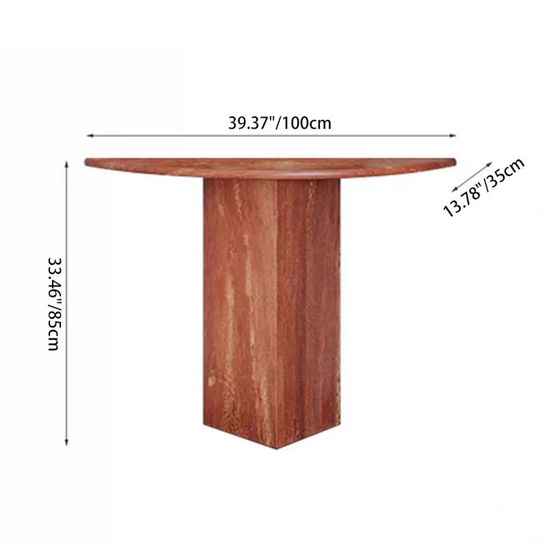 Travertine Half Moon Console