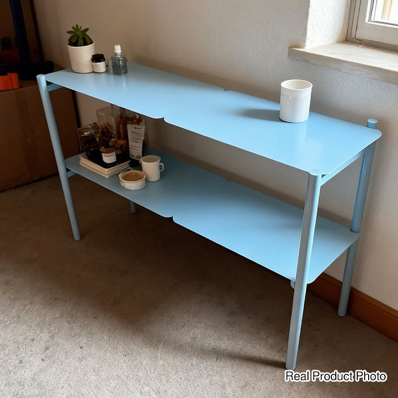 Iron 2-Tier Blue Storage Shelf