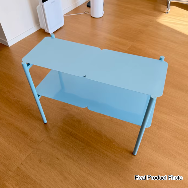 Iron 2-Tier Blue Storage Shelf