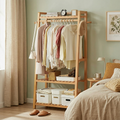 Modern Wood Coat Rack Hall Tree 3-Tier