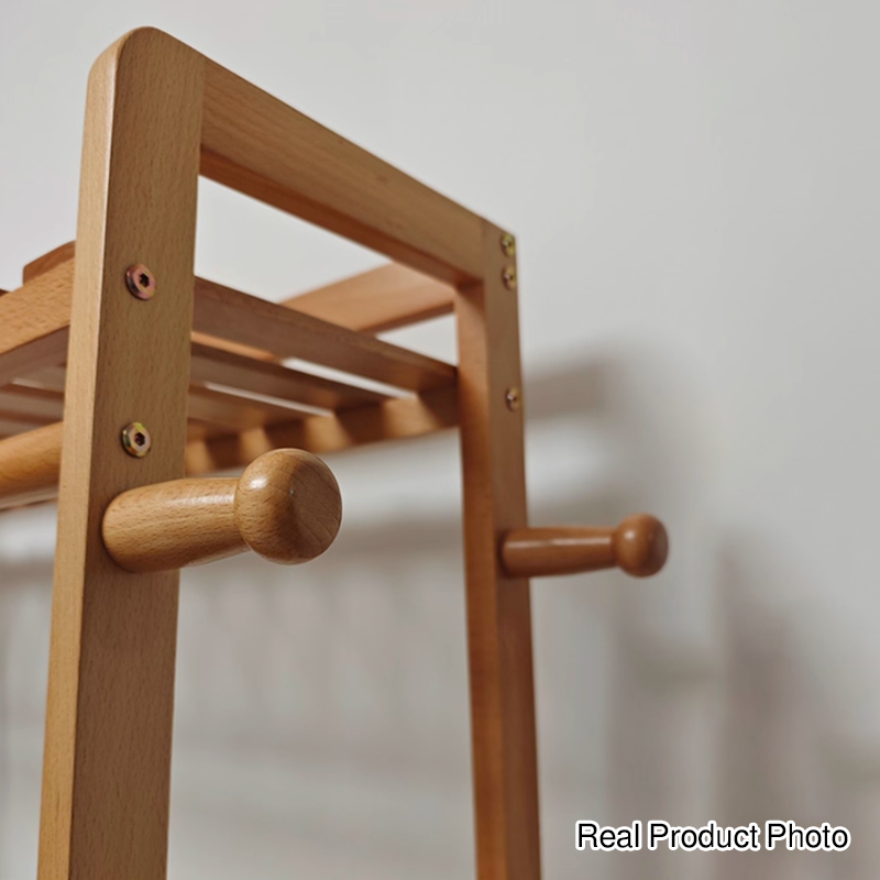 Modern Wood Coat Rack Hall Tree 3-Tier