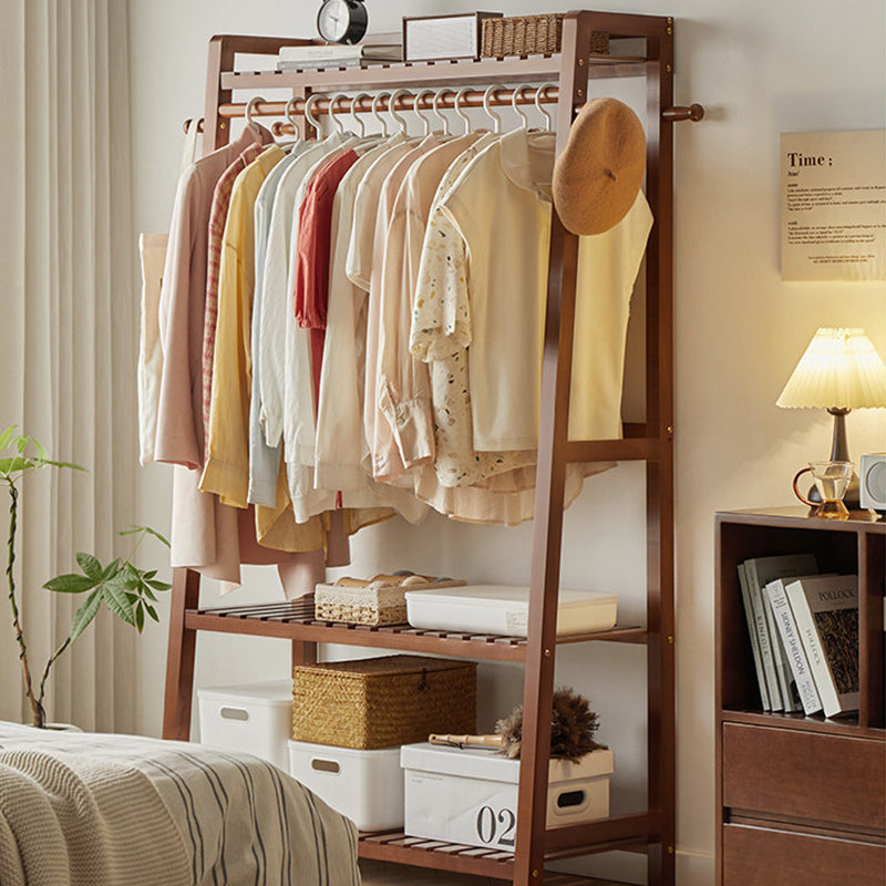 Modern Wood Coat Rack Hall Tree 3-Tier