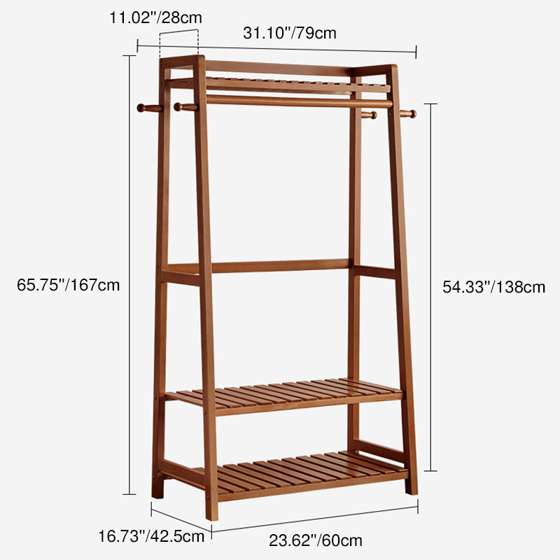 Modern Wood Coat Rack Hall Tree 3-Tier