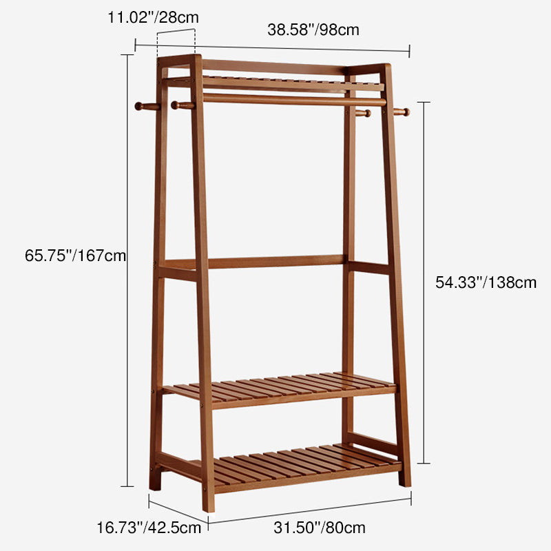 Modern Wood Coat Rack Hall Tree 3-Tier