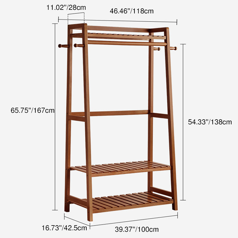 Modern Wood Coat Rack Hall Tree 3-Tier
