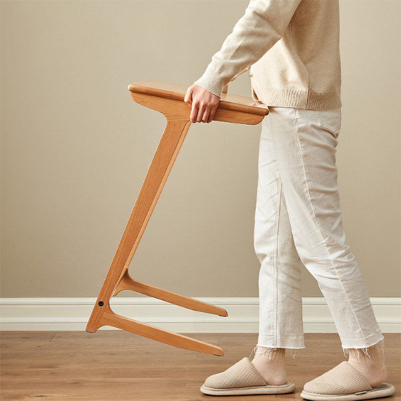 Solid Oak C-Shaped Side Table