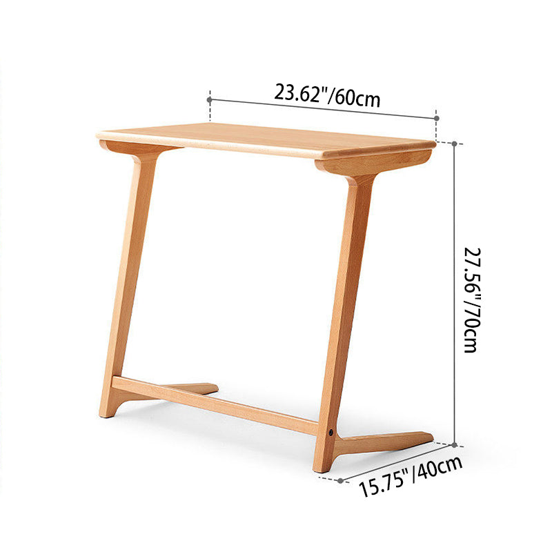 Solid Oak C-Shaped Side Table