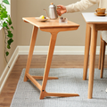Solid Oak C-Shaped Side Table